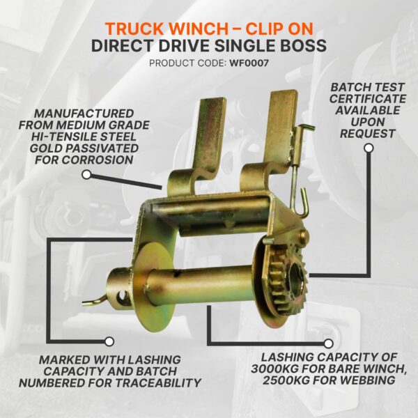 Truck Winch - Clip On Direct Drive Single Boss - Image 2
