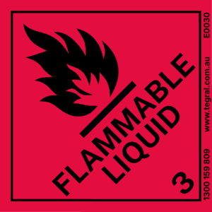 250 x 250 Class 3 Flammable Liquid Dangerous Goods Label