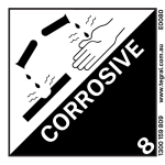 250mm x 250mm Dangerous Goods Label – Class 8 Corrosive