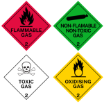 250mm x 250mm Dangerous Goods Labels – Class 2