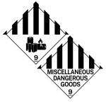 250mmx 250mm Dangerous Goods Label – Class 9