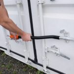 Container Door Opening Bar in use
