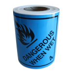 Dangerous Goods Label Roll Class 4.3 - Dangerous When Wet